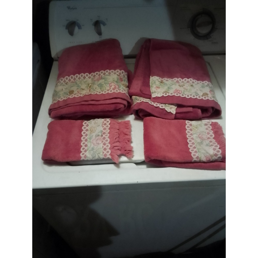 Vintage Martex Invitation Pink Bath Towel Set Two Bath Towels And Two‎ Hand...